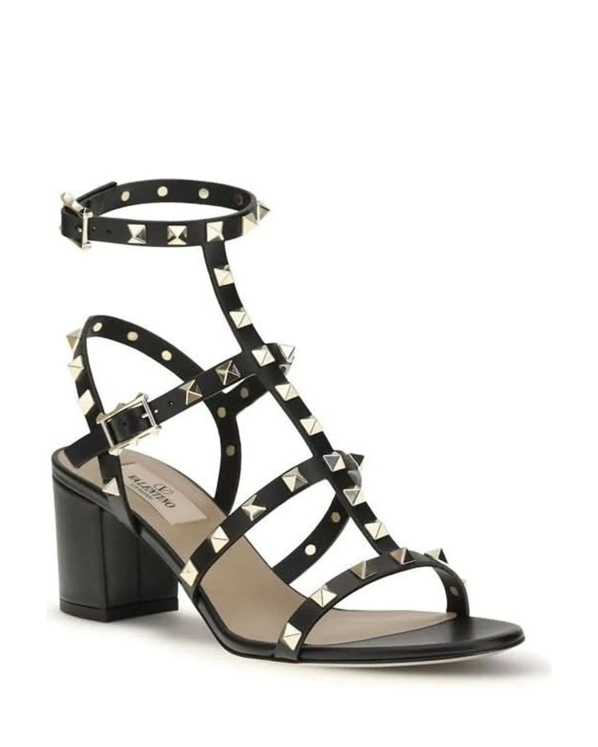 Valentino Garavani Black Calf Leather Bos Taurus Platform Sandals 