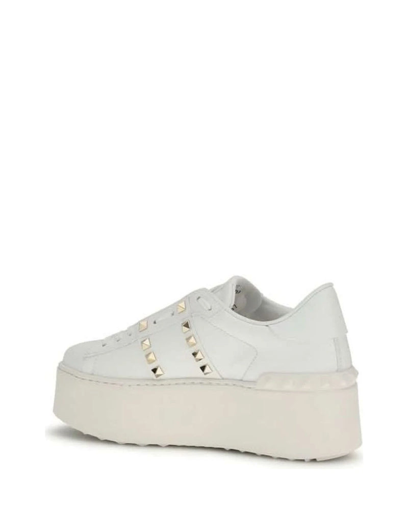 Valentino Garavani White Calf Leather Bos Taurus Platform Sneakers 