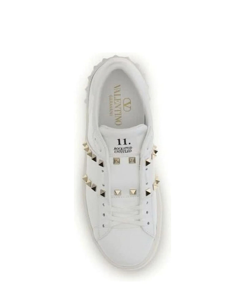 Valentino Garavani White Calf Leather Bos Taurus Platform Sneakers 