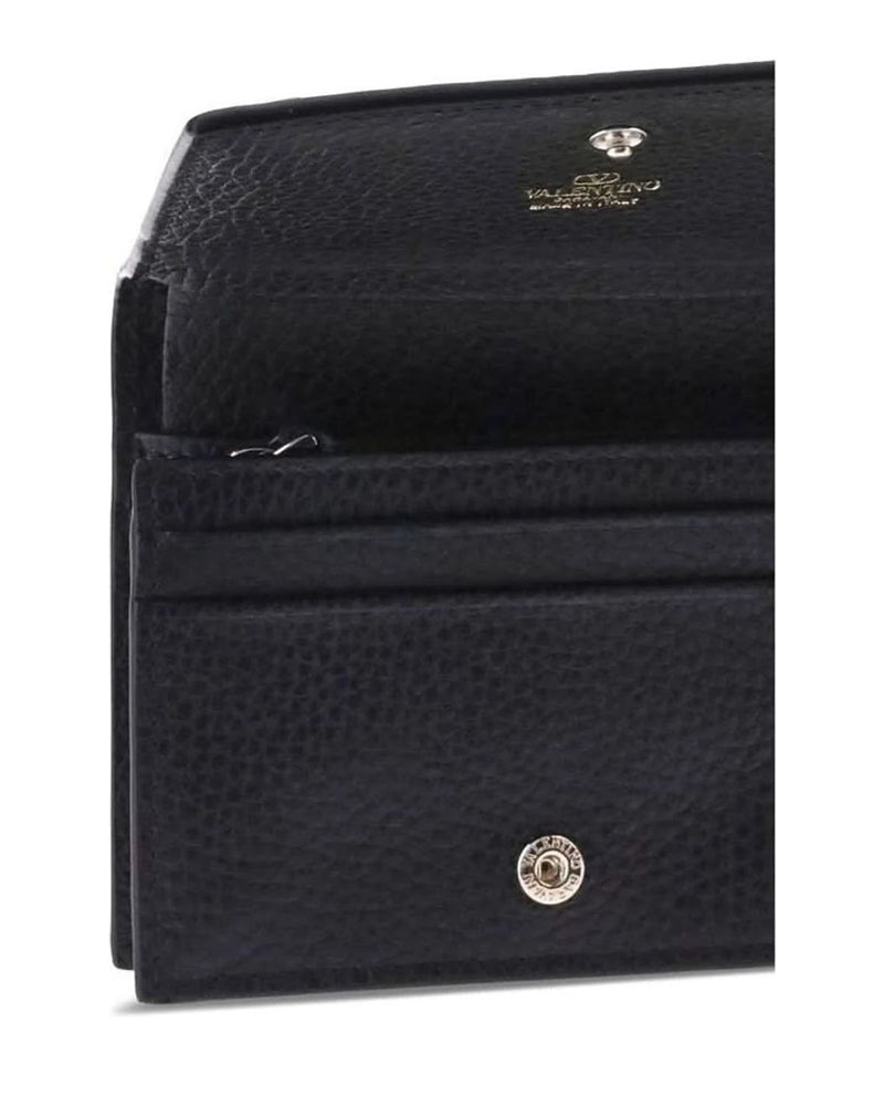 Valentino Garavani Black Calf Leather Bos Taurus Wallet 
