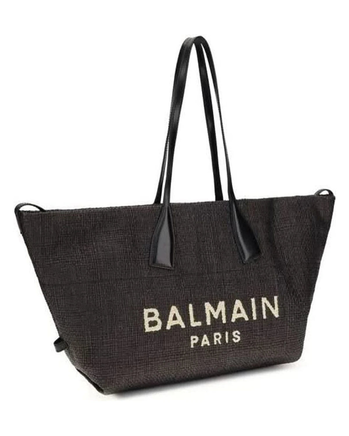 Balmain Black Raffia Shoulder Bag 