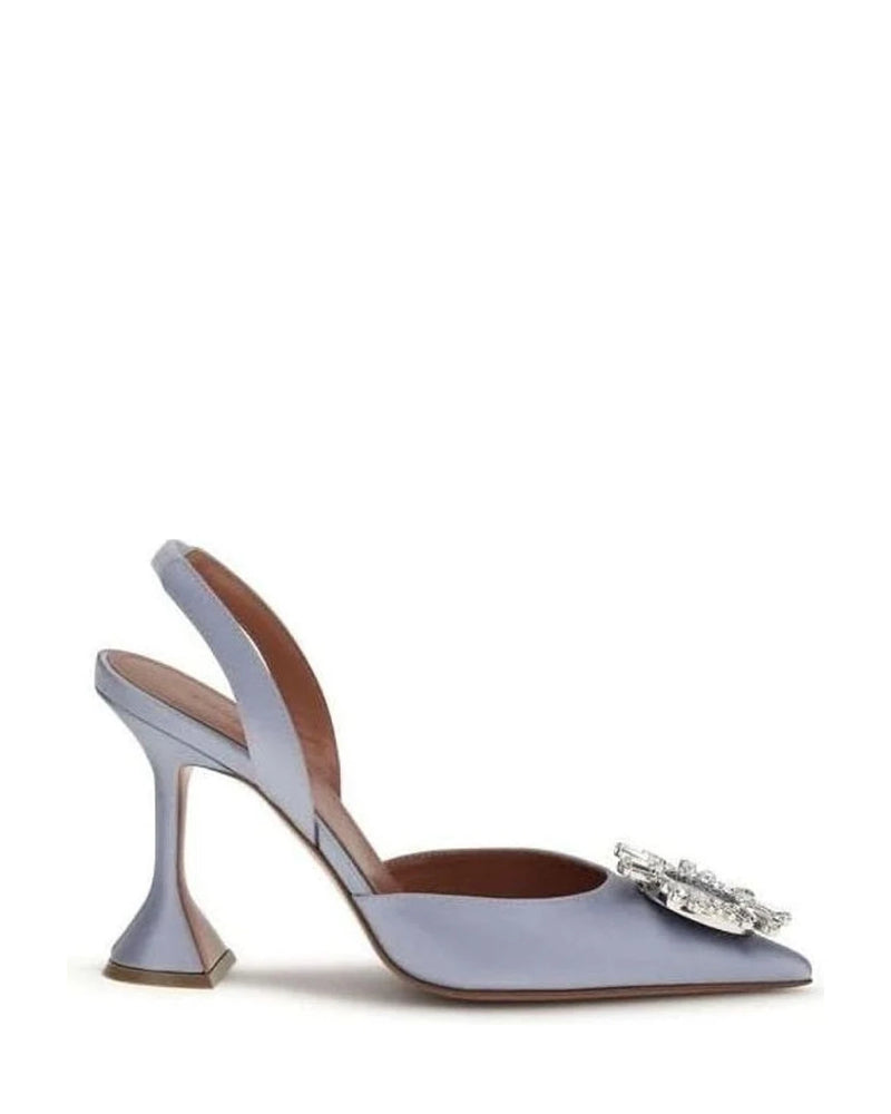 Amina Muaddi Purple Silk Pumps 