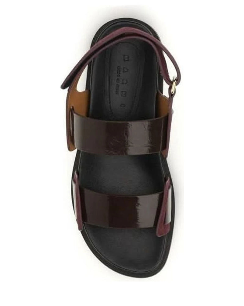 Marni Black Leather Calf Bos Taurus Strap Sandals 