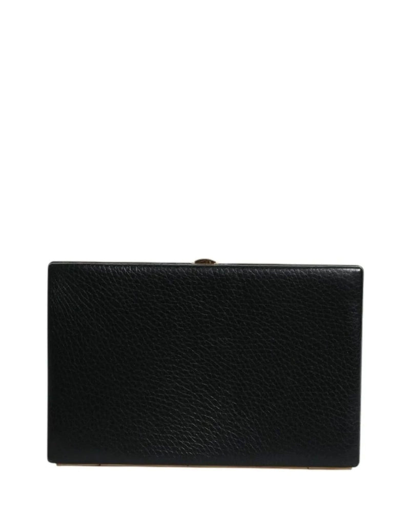 Dolce & Gabbana Black Leather Gold Clutch Bag 