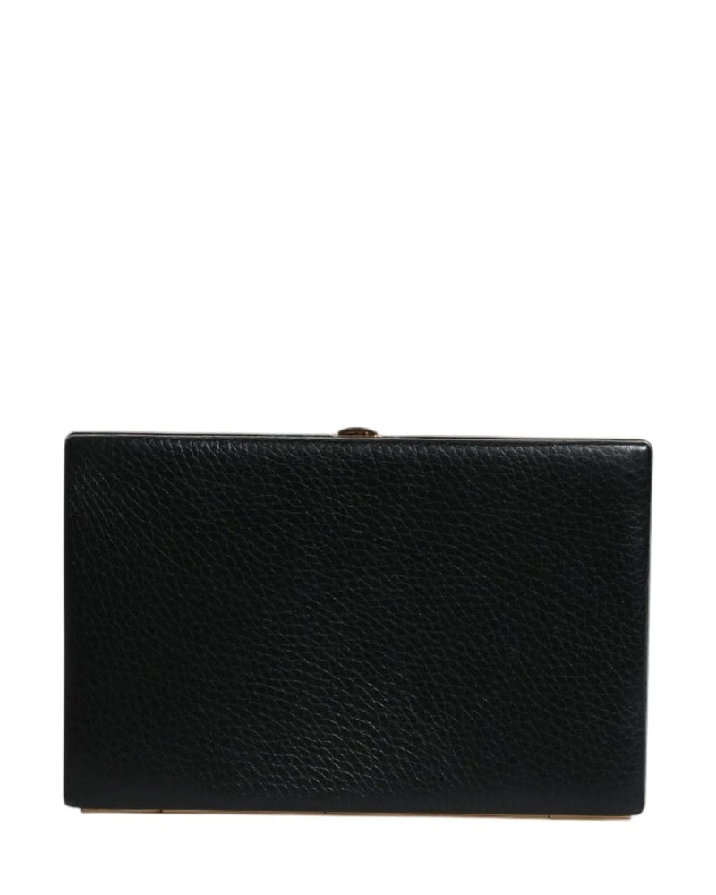 Dolce & Gabbana Black Leather Gold Clutch Bag 