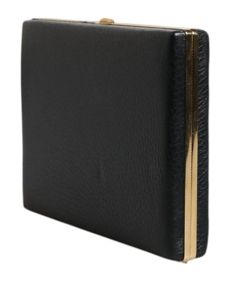 Dolce & Gabbana Black Leather Gold Clutch Bag 