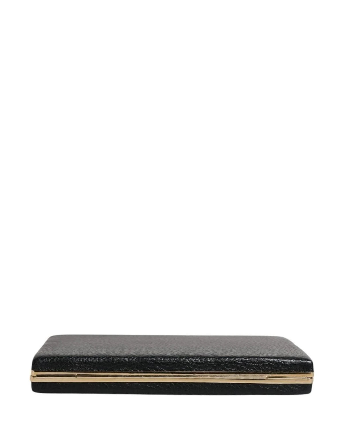 Dolce & Gabbana Black Leather Gold Clutch Bag 
