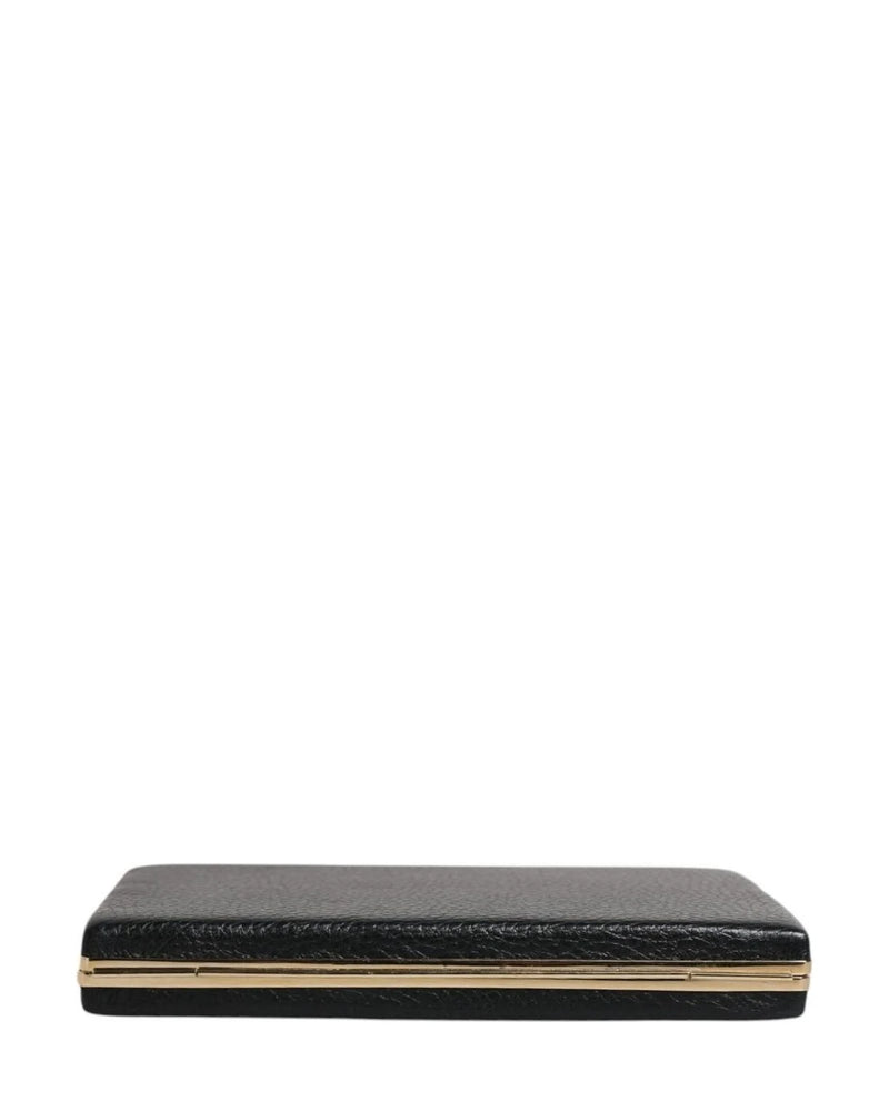 Dolce & Gabbana Black Leather Gold Clutch Bag 