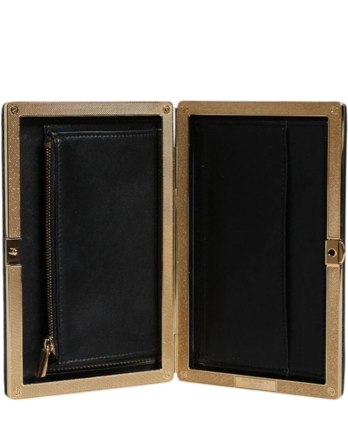 Dolce & Gabbana Black Leather Gold Clutch Bag 