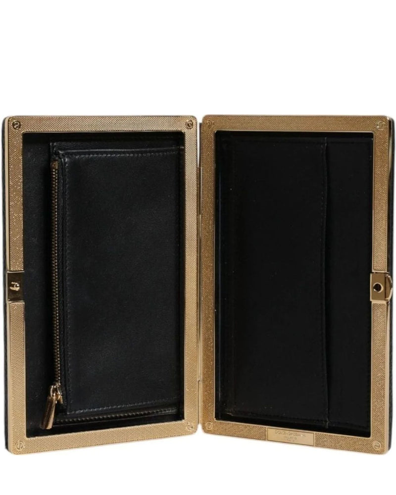 Dolce & Gabbana Black Leather Gold Clutch Bag 