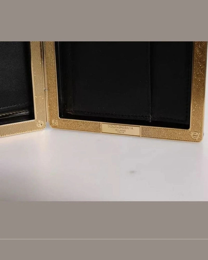 Dolce & Gabbana Black Leather Gold Clutch Bag 