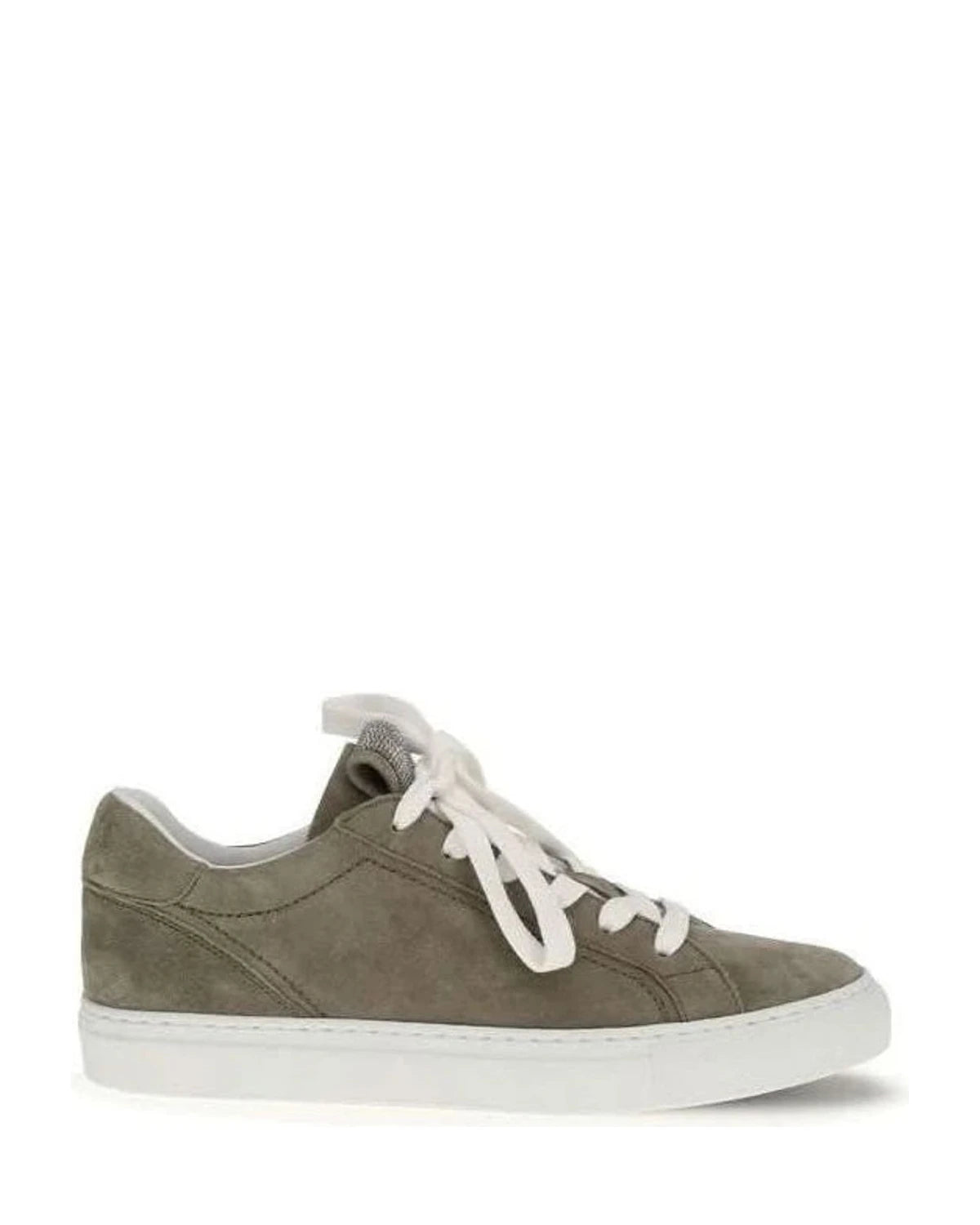 Brunello Cucinelli Gray Calf Leather Bos Taurus Sneakers 