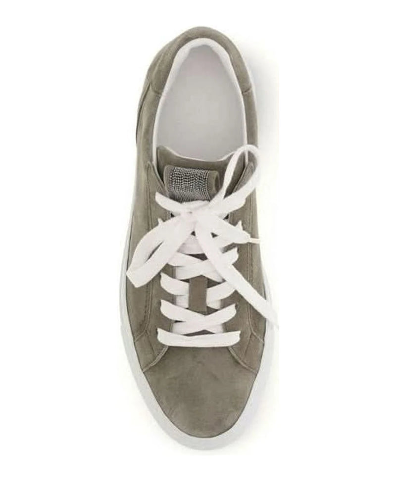Brunello Cucinelli Gray Calf Leather Bos Taurus Sneakers 