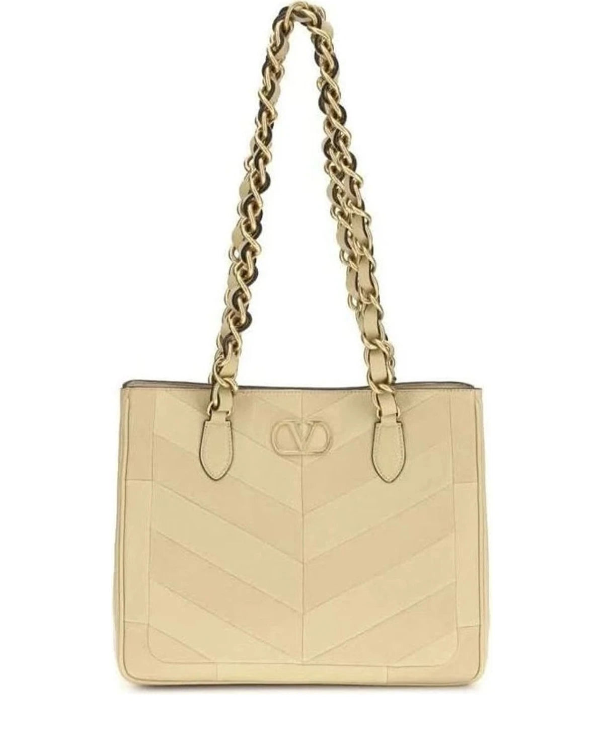 Valentino Garavani Gold Calf Leather Bos Taurus Shoulder Bag 