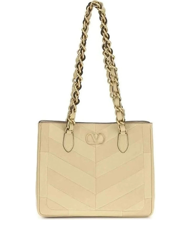 Valentino Garavani Gold Calf Leather Bos Taurus Shoulder Bag 