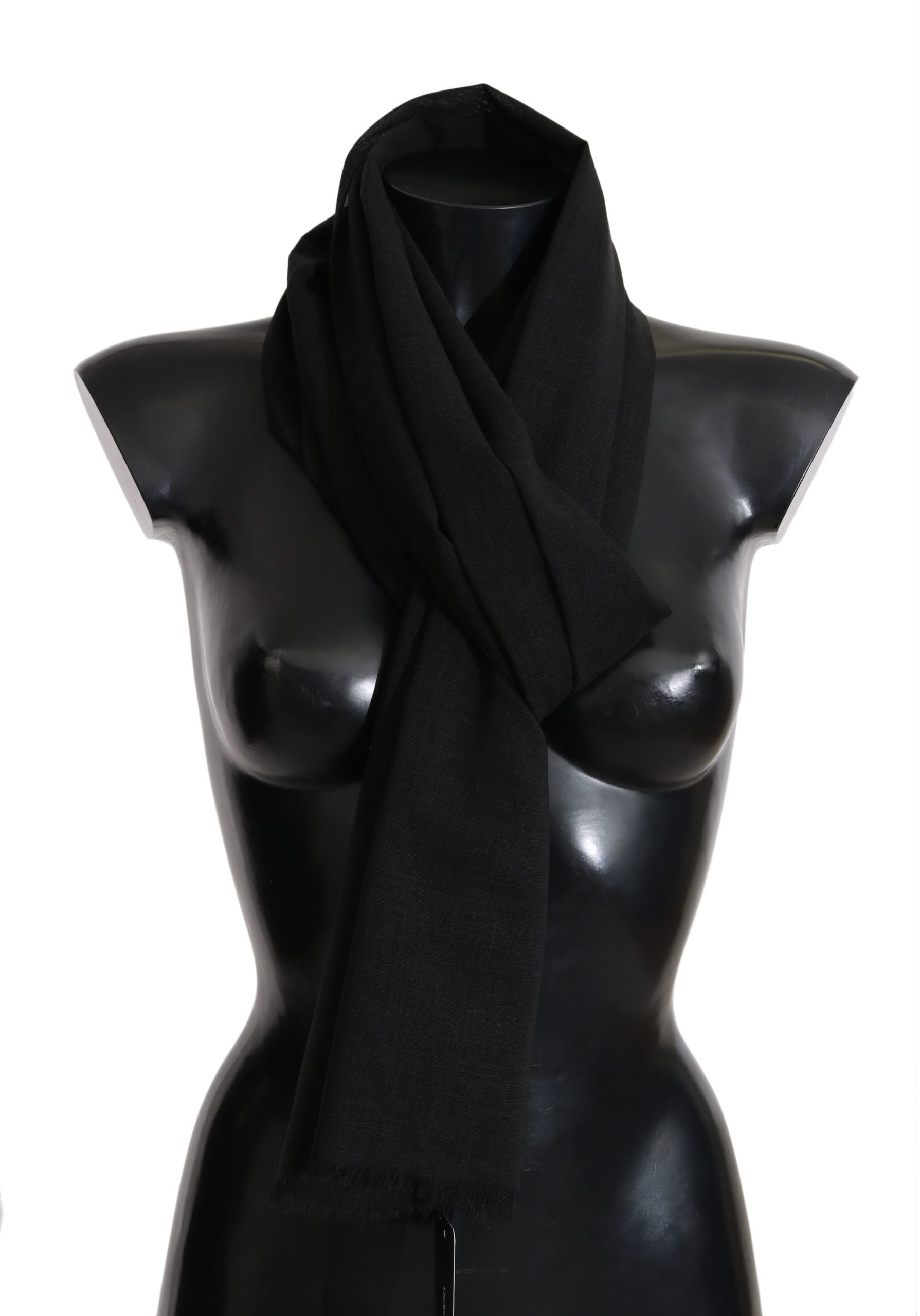 Dolce & Gabbana Elegant Wool Blend Black Scarf