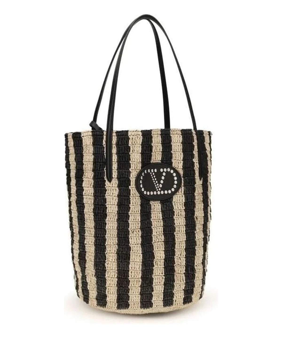 Valentino Garavani Black Raffia Bucket Bag 