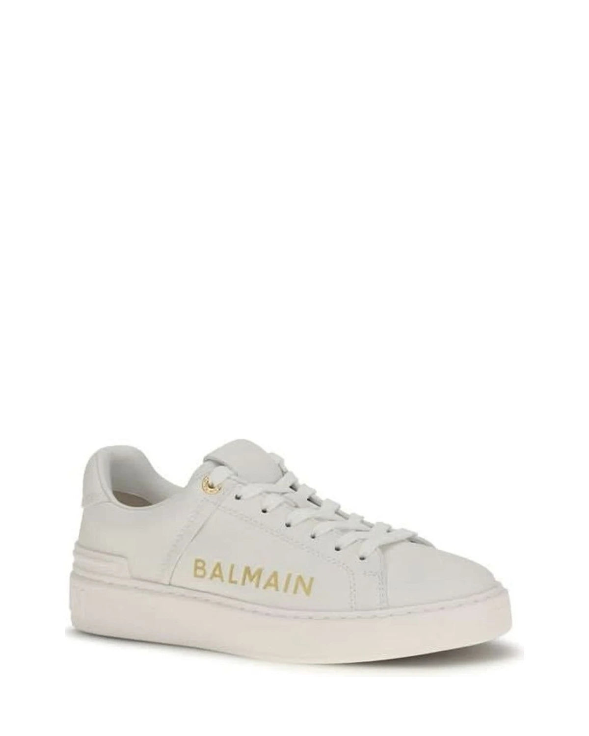 Balmain White Calf Leather Bos Taurus Low Top Sneakers 