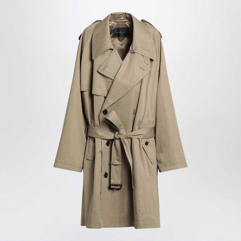 Balenciaga Beige Cotton Double Breasted Trench Coat Glam Steals