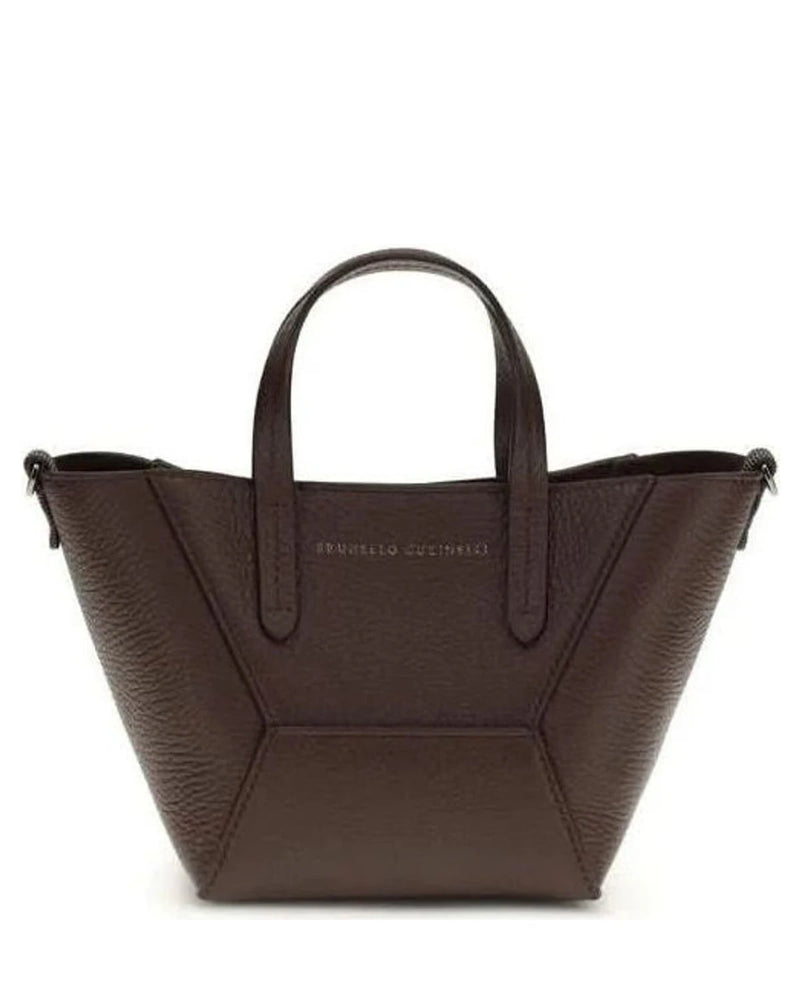 Brunello Cucinelli Leather Bordeaux Calf Bos Taurus Shoulder Bag 