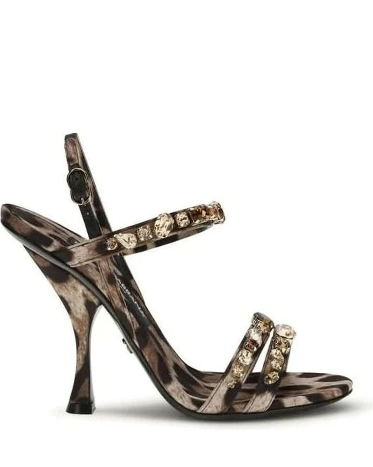 Dolce & Gabbana Brown Fabric Stiletto Heel Sandals 