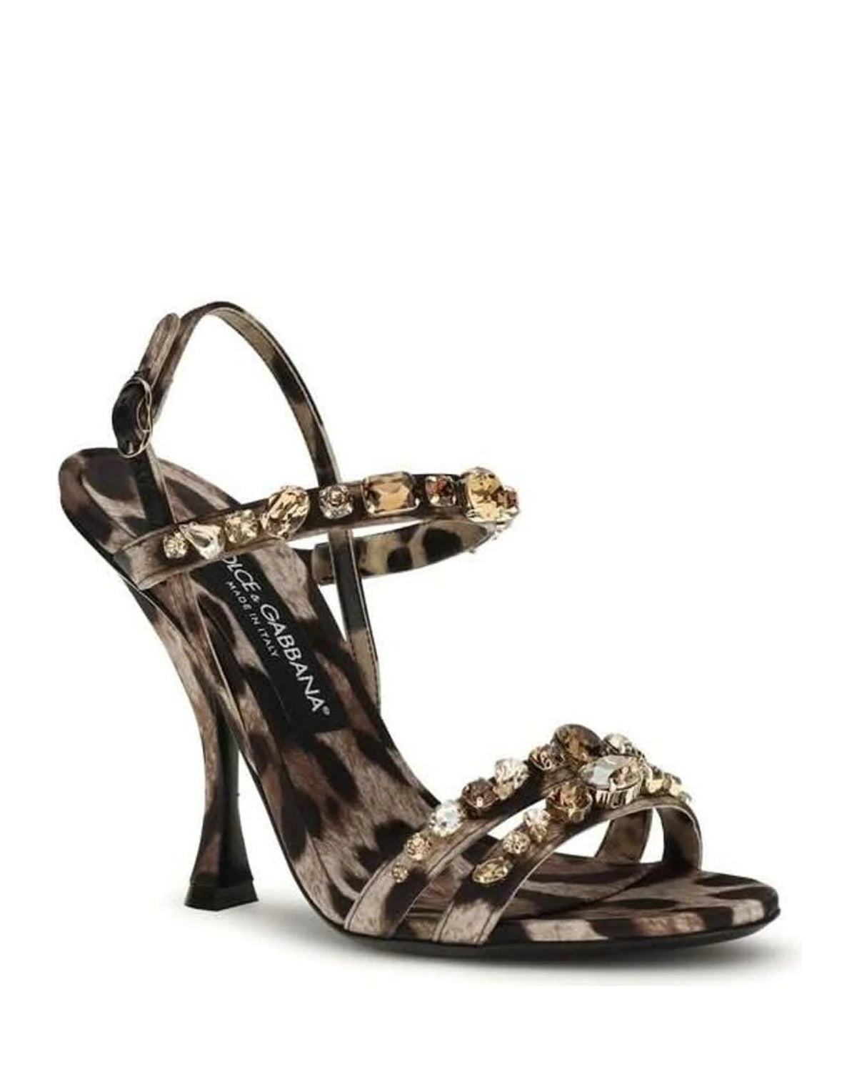 Dolce & Gabbana Brown Fabric Stiletto Heel Sandals 