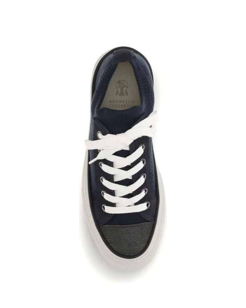 Brunello Cucinelli Black Cotton Low Top Sneakers 