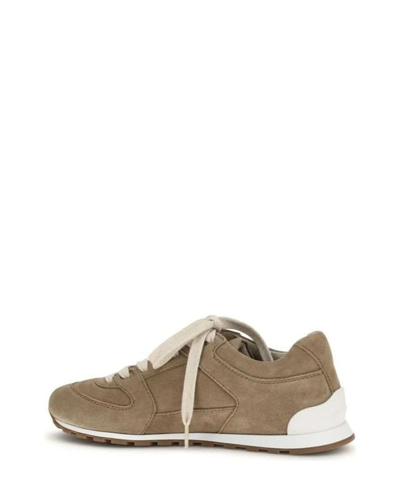 Brunello Cucinelli Beige Calf Leather Bos Taurus Low Top Sneakers 