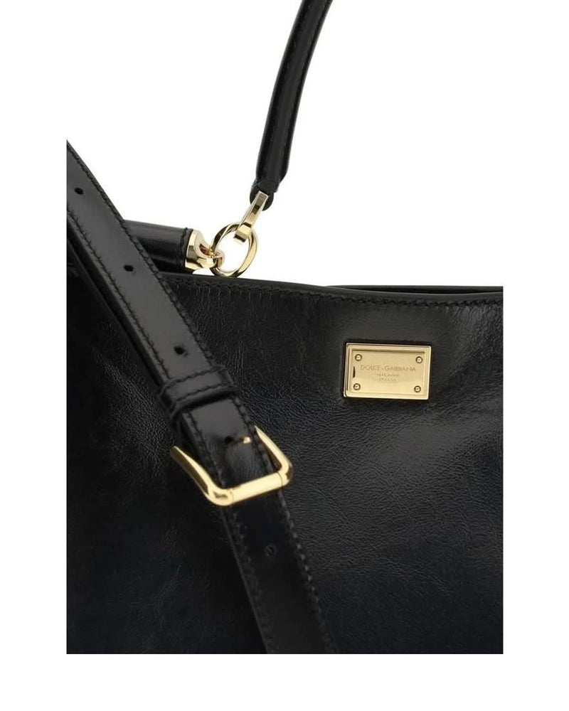 Dolce & Gabbana Black Calf Leather Bos Taurus Shoulder Bag 