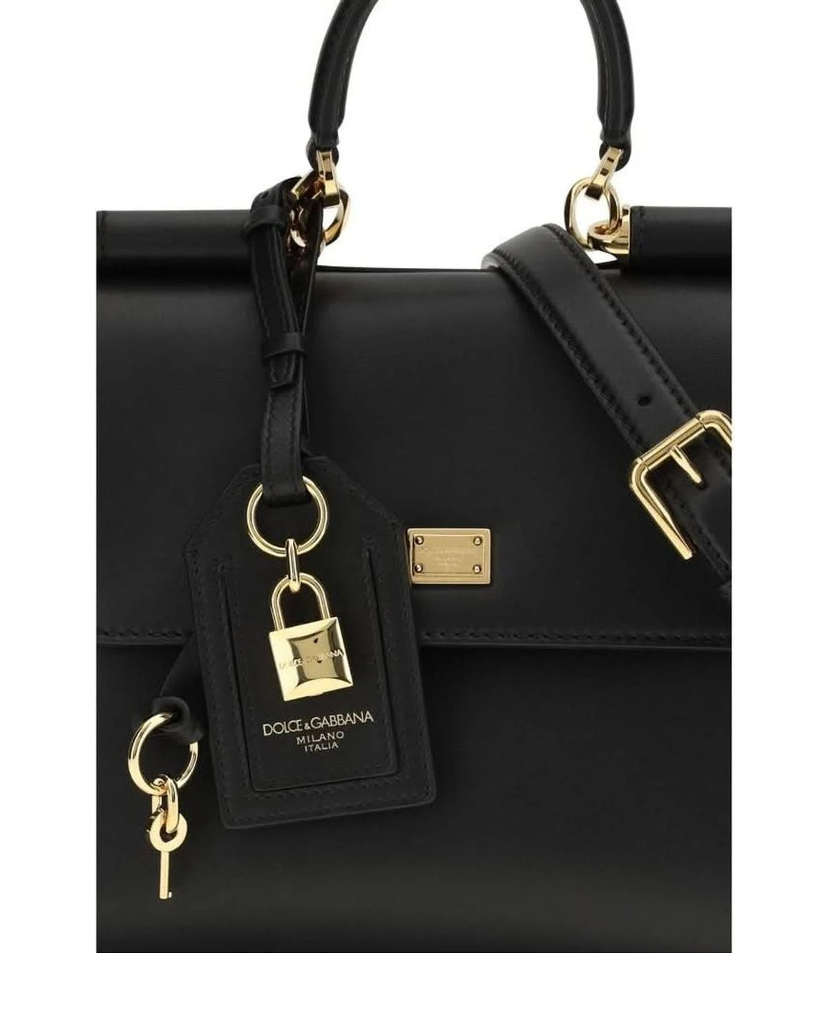 Dolce & Gabbana Black Calf Leather Bos Taurus Shoulder Bag 