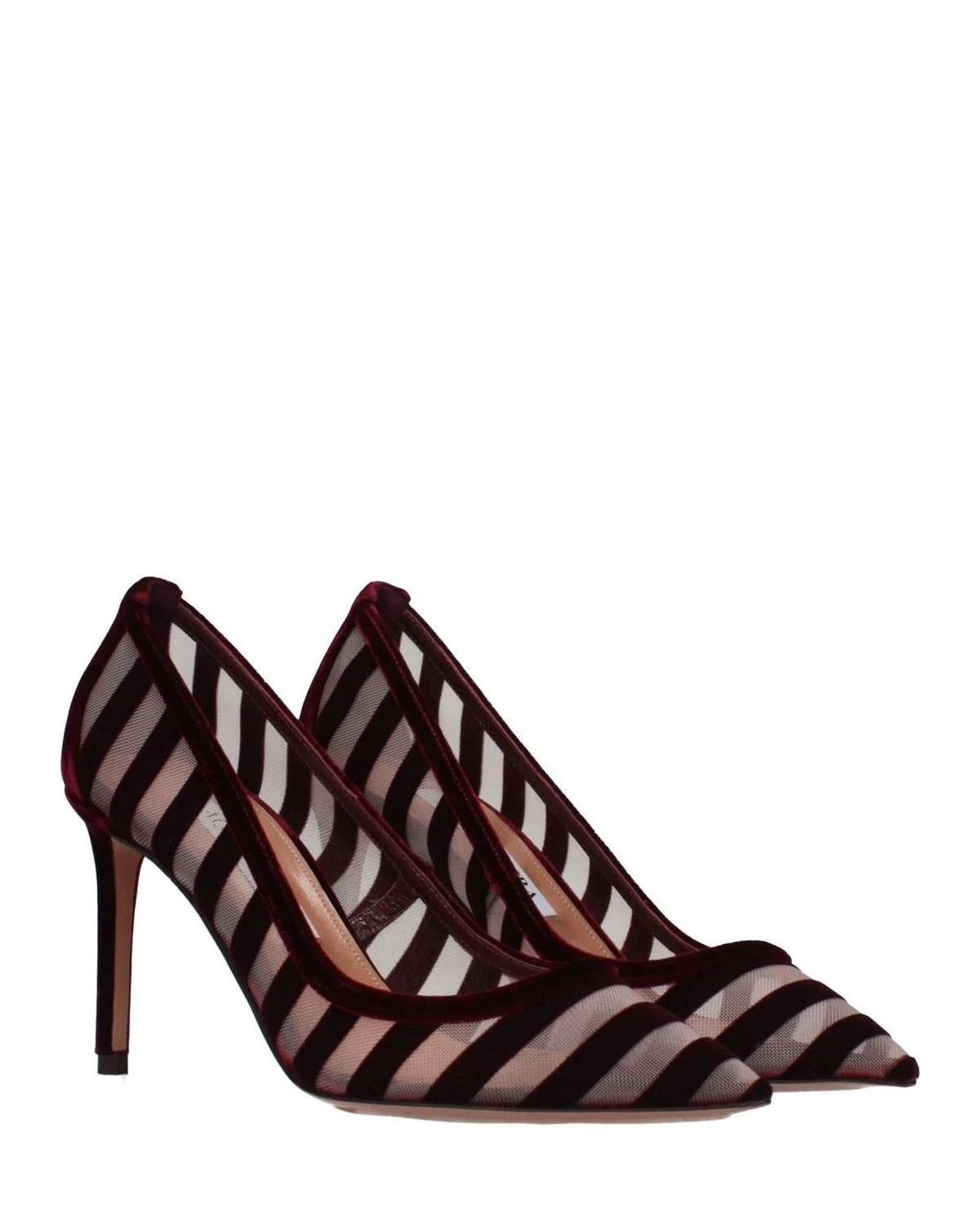 Aquazzura Velvet Transparent Mid Heel Pumps 