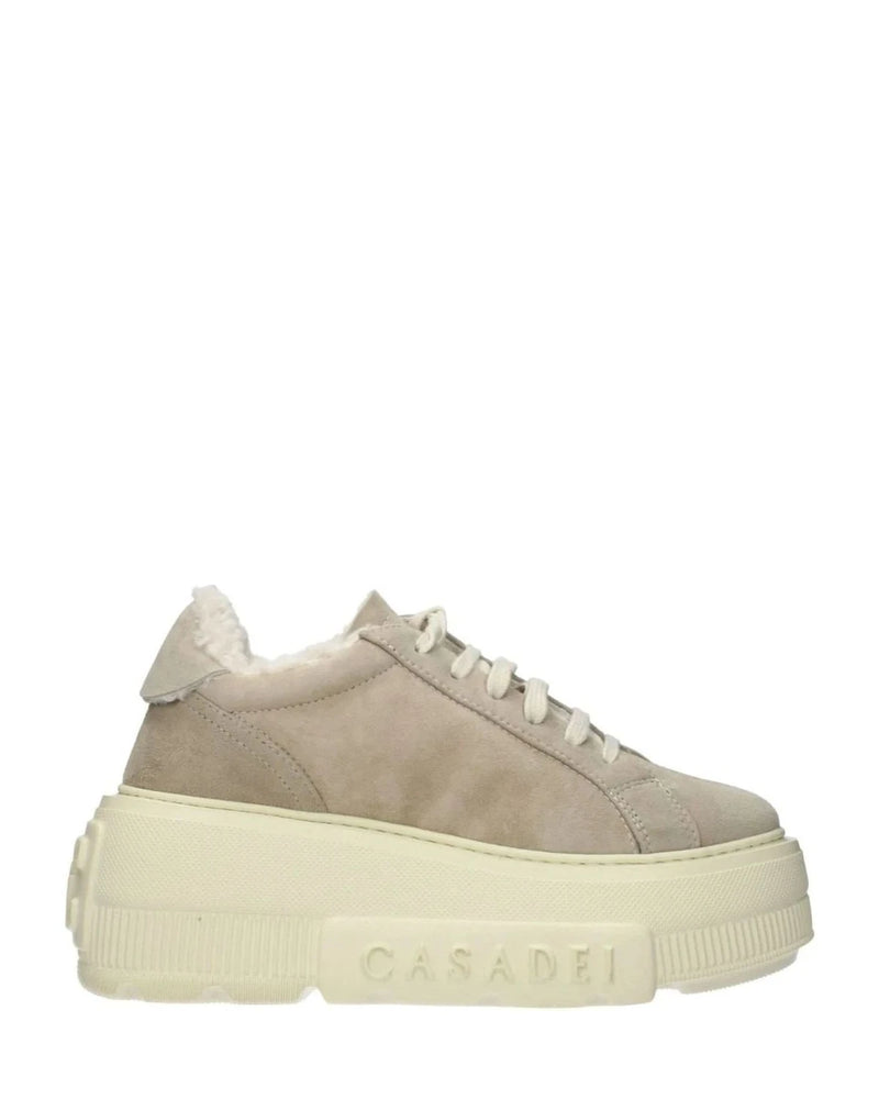 Casadei Beige Leather Chunky Sneakers 