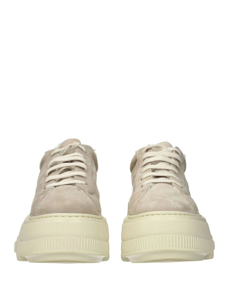 Casadei Beige Leather Chunky Sneakers 