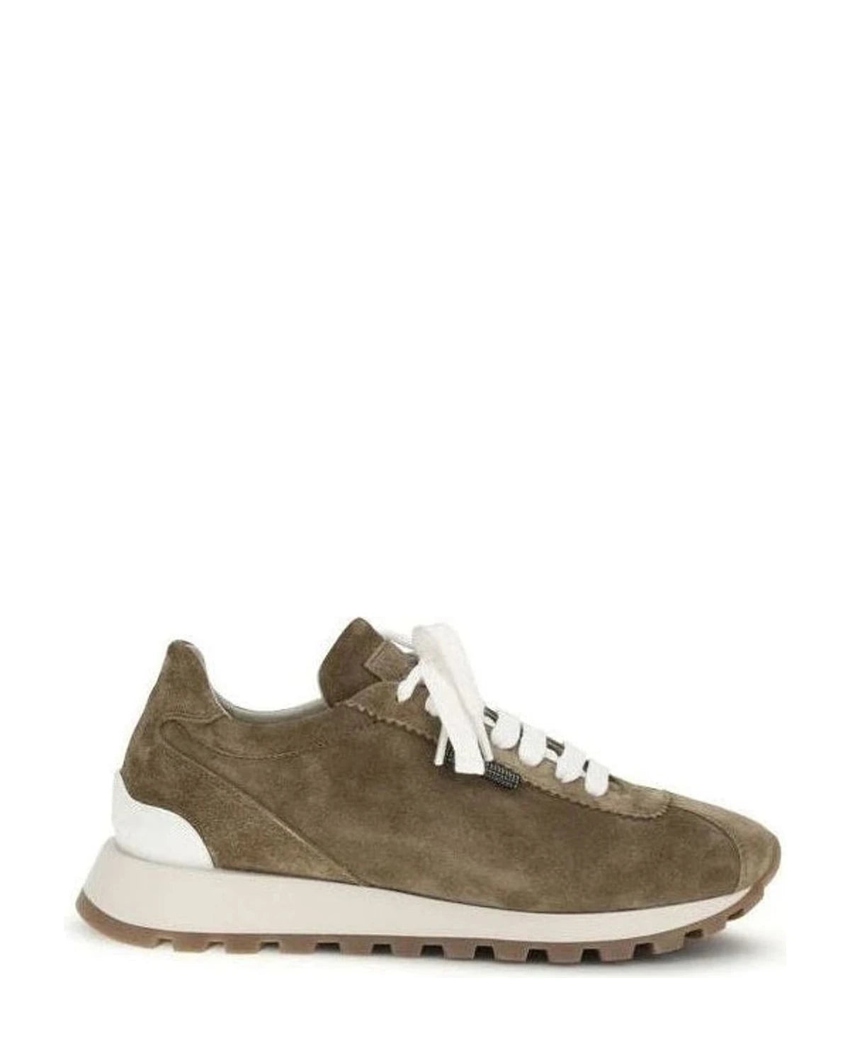 Brunello Cucinelli Brown Calf Leather Bos Taurus Platform Sneakers 