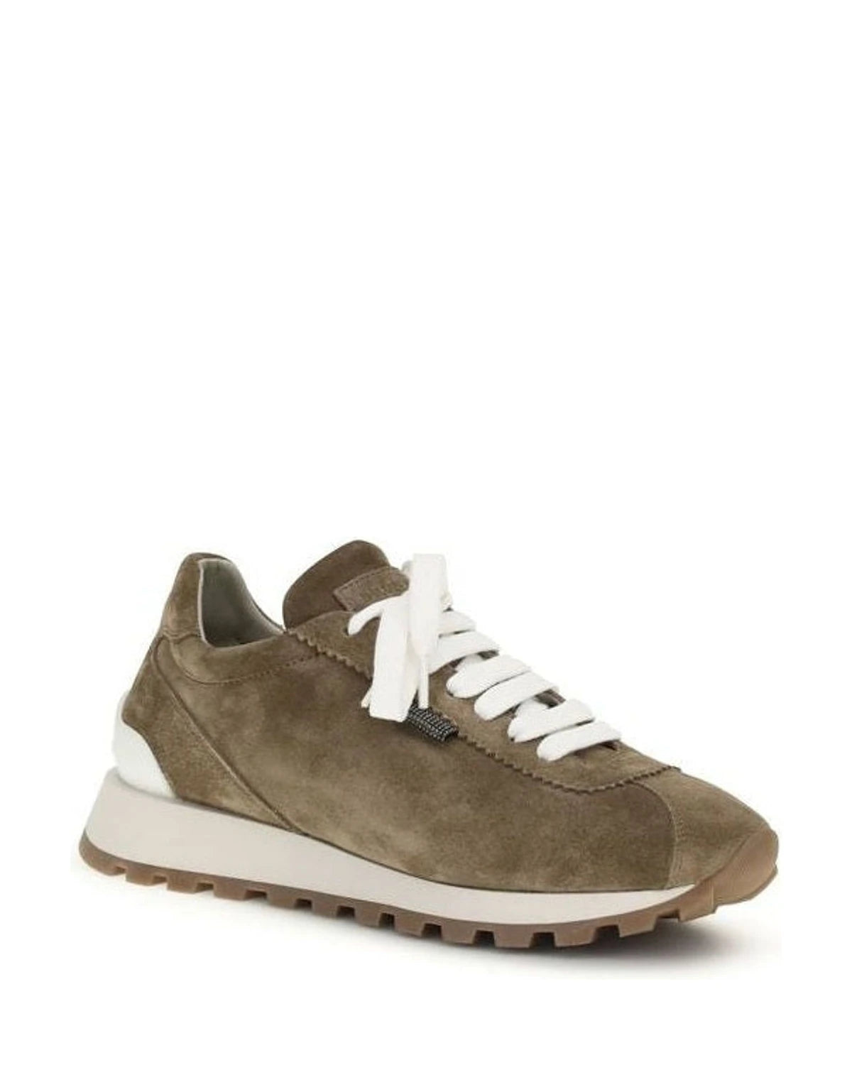 Brunello Cucinelli Brown Calf Leather Bos Taurus Platform Sneakers 