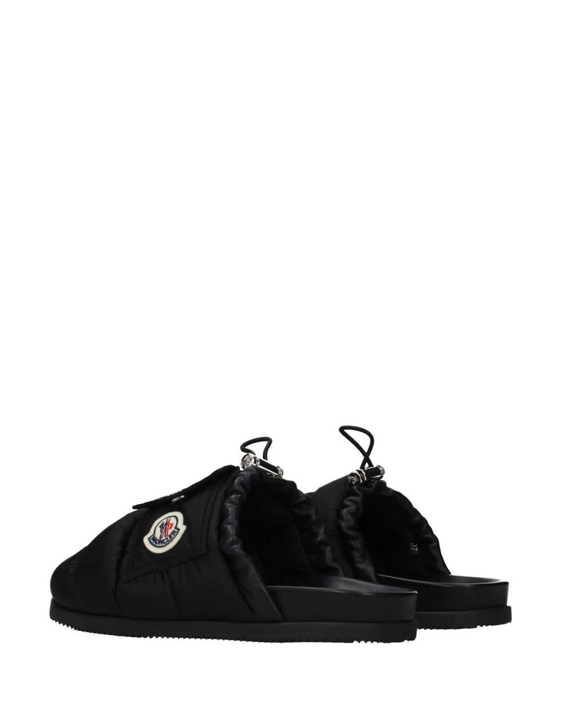 Moncler Black Fabric Slippers 