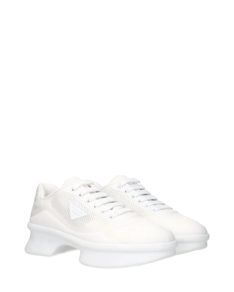 Prada White Fabric Athletic Sneakers Glam Steals