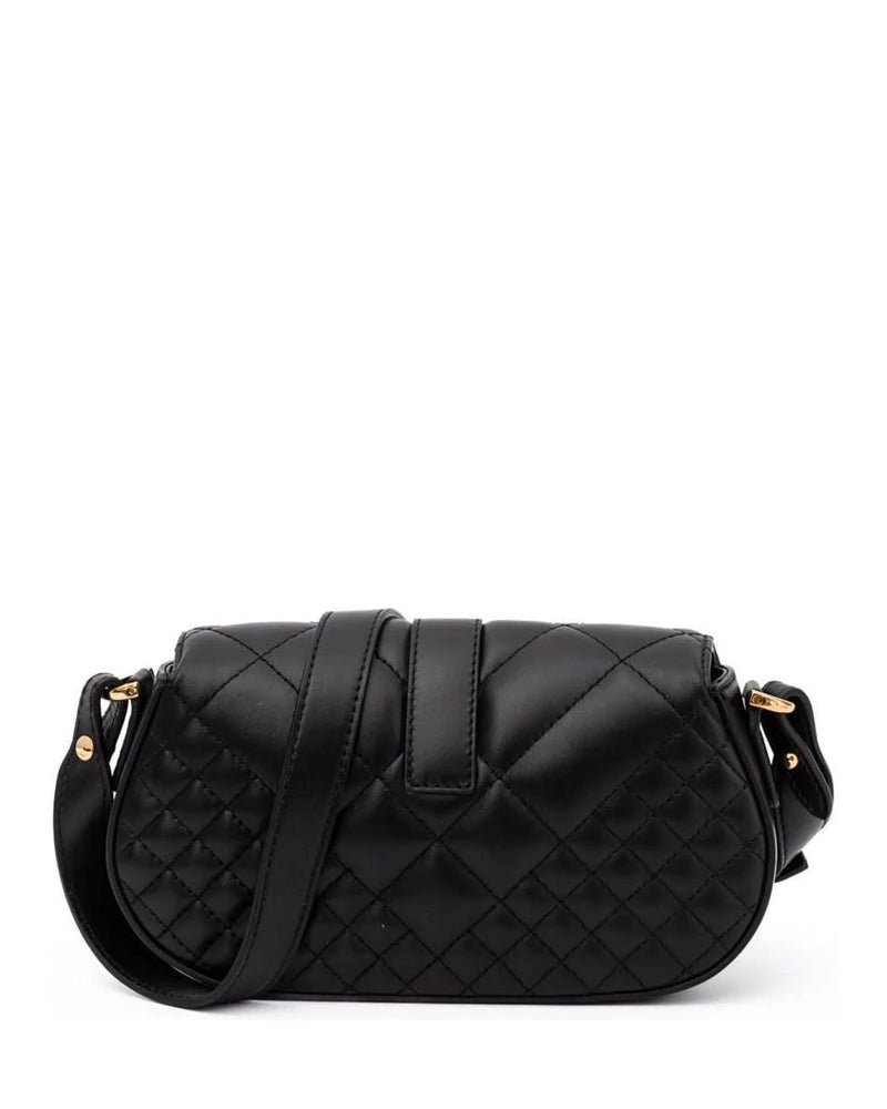 Versace Black Leather Quilted Shoulder Strap Bag Glam Steals