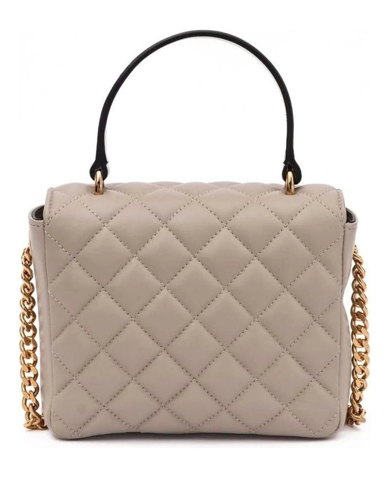 Versace Taupe Leather Quilted Handbag Glam Steals