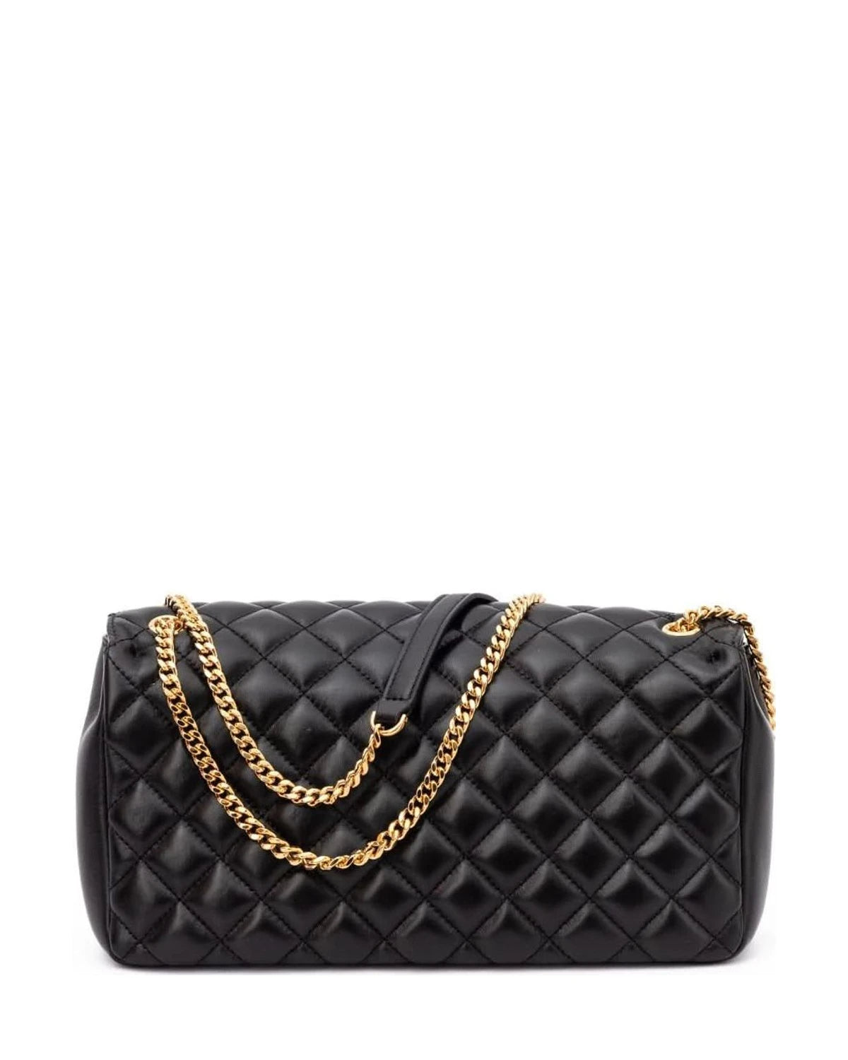 Versace Black Leather Quilted Shoulder Strap Bag Glam Steals