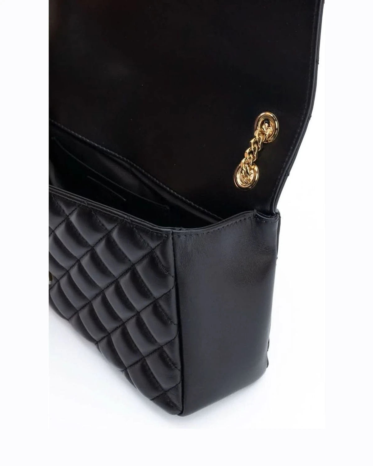 Versace Black Leather Quilted Shoulder Strap Bag Glam Steals
