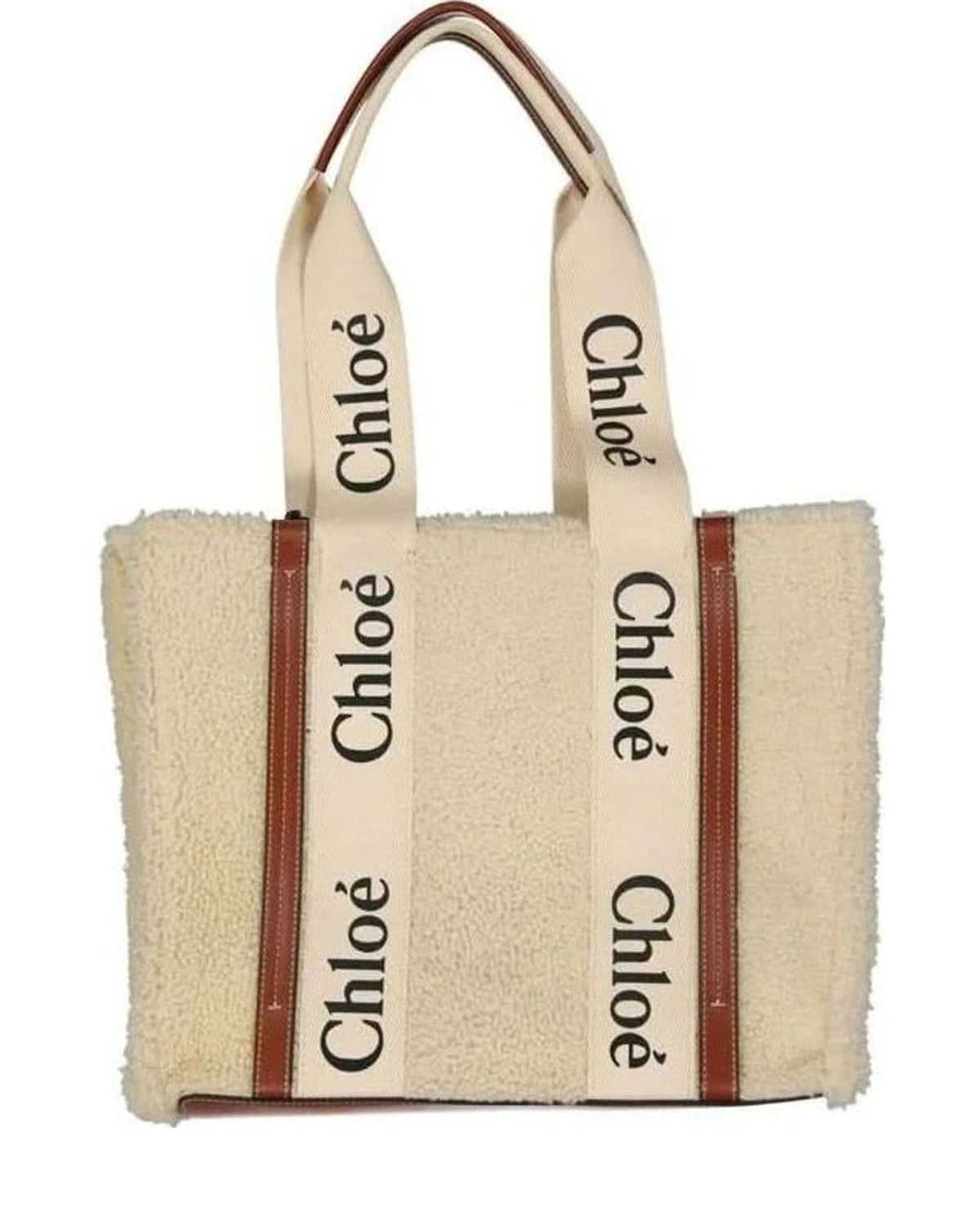 Chloé Beige Lamb Fur Tote Bag Glam Steals