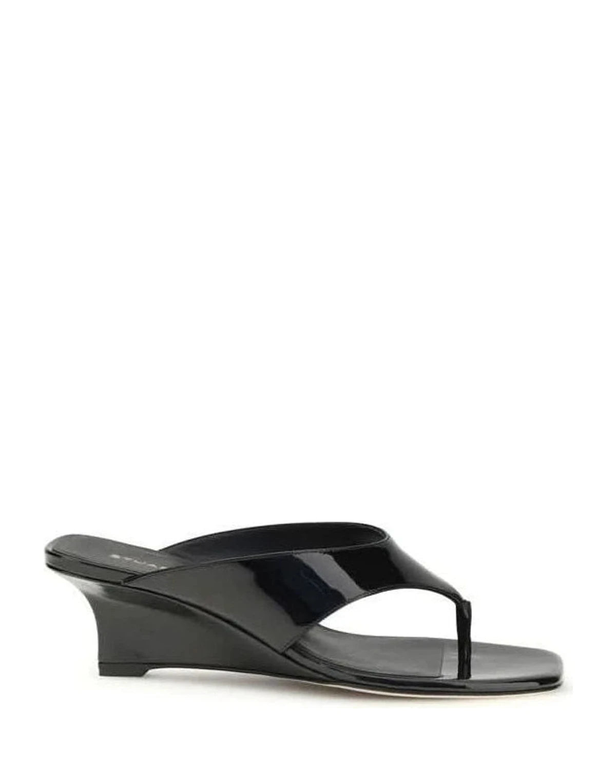 Stuart Weitzman Black Calf Leather Bos Taurus Wedge Sandals Glam Steals