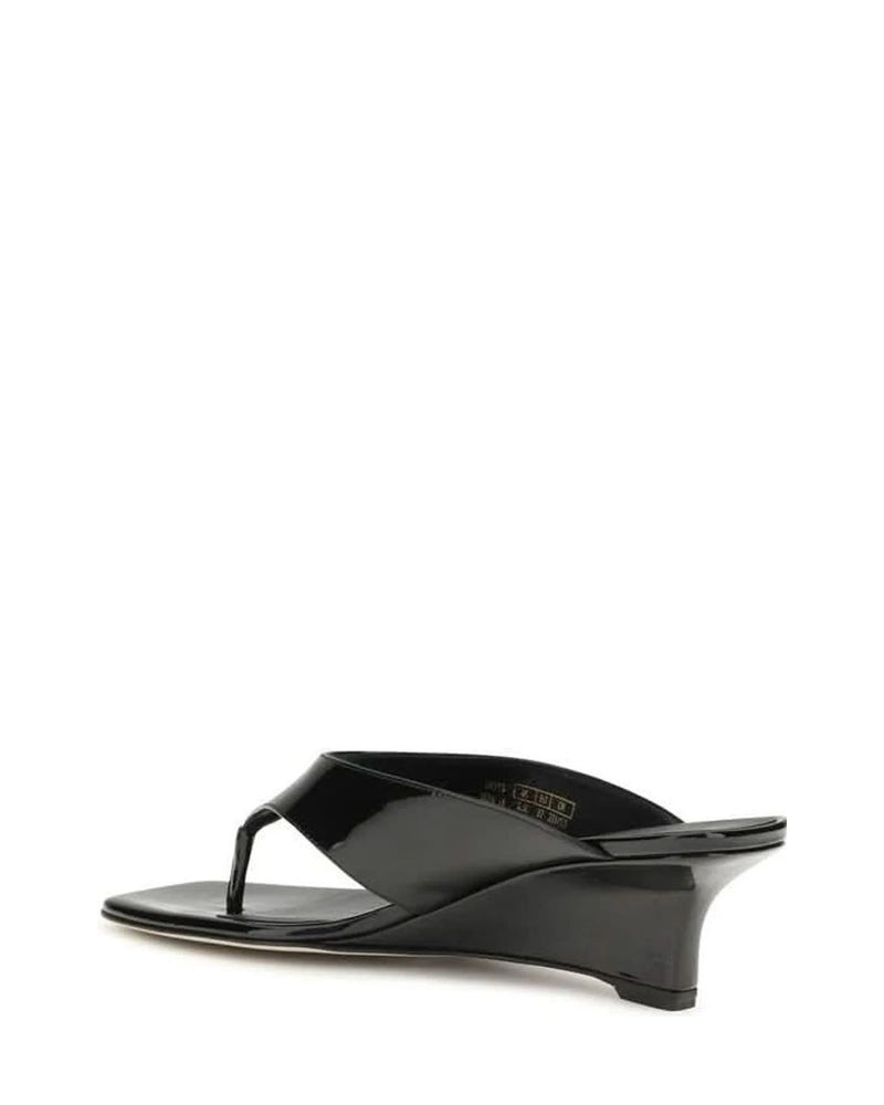 Stuart Weitzman Black Calf Leather Bos Taurus Wedge Sandals Glam Steals