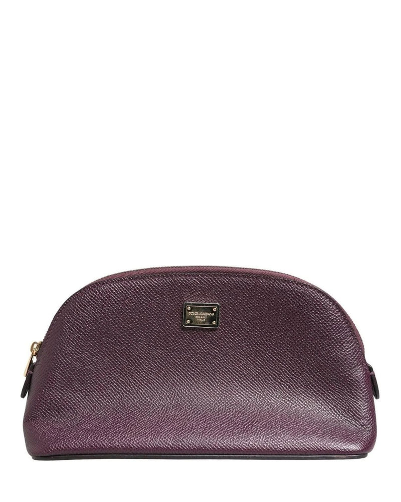 Dolce & Gabbana Purple Leather Dark Dg Logo Zip Around Hand Purse Wallet Glam Steals
