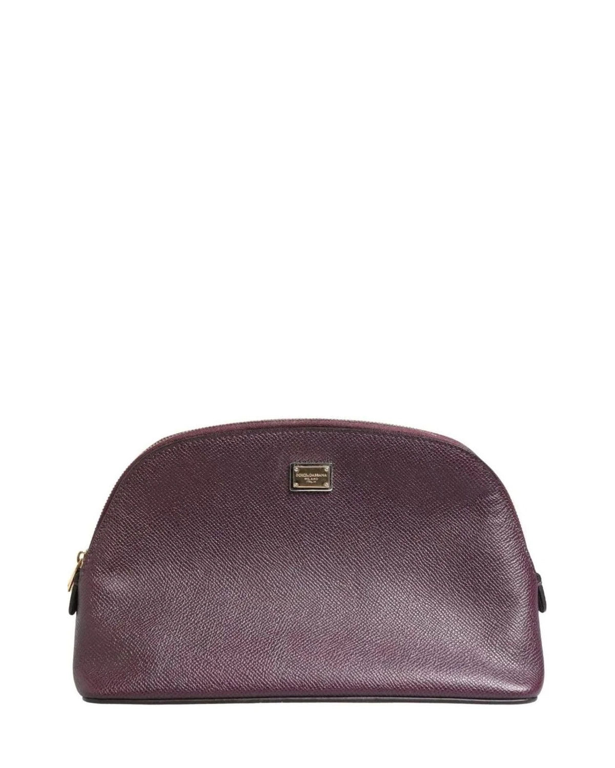 Dolce & Gabbana Purple Leather Dark Dg Logo Zip Around Hand Purse Wallet Glam Steals