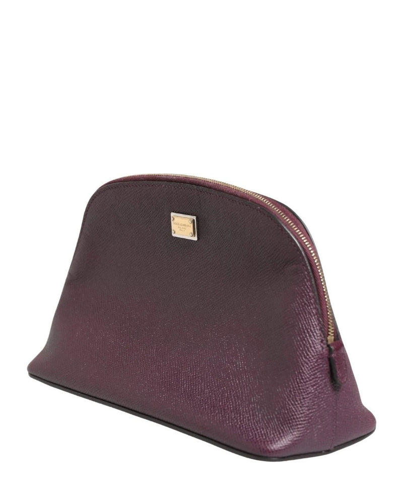 Dolce & Gabbana Purple Leather Dark Dg Logo Zip Around Hand Purse Wallet Glam Steals