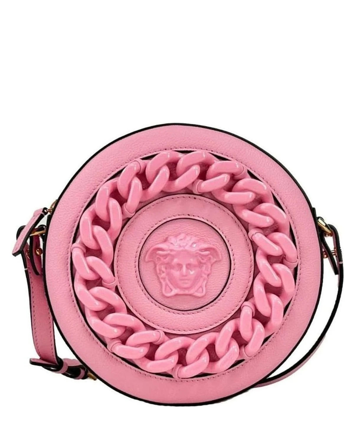 Versace Leather Round Disco Camera Case Crossbody Bag Glam Steals