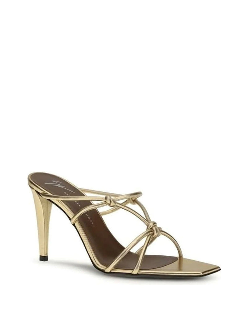 Gold Calf Leather Bos Taurus Stiletto Heel Sandals Glam Steals