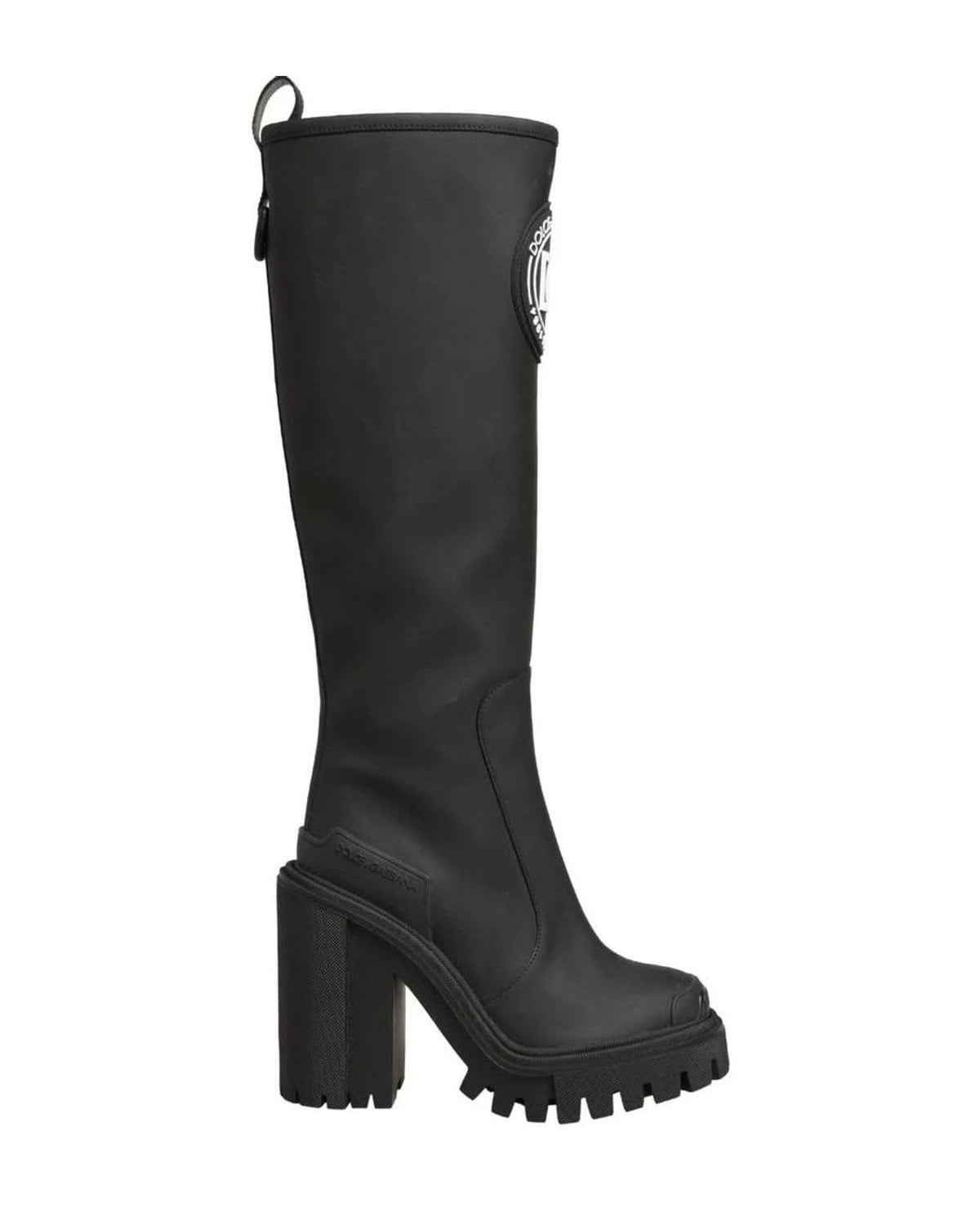 Dolce & Gabbana Black Leather Rubberised High Boots 